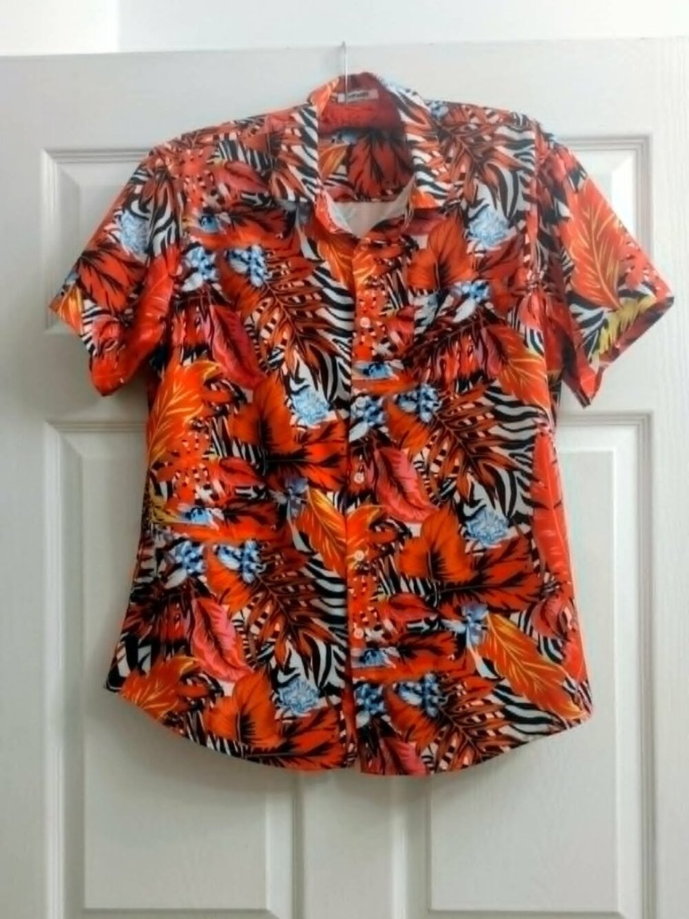 COOFANDY Men's Medium Hawaiian Red-Orange Casual Button Up Shirt